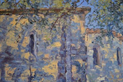 Chris van Dijk (1952) - Impressionist  La vieille abbaye, Antiek en Kunst, Kunst | Schilderijen | Klassiek