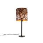Moderne tafellamp zwart met kap luipaard 25 cm - Simplo, Huis en Inrichting, Lampen | Tafellampen, Nieuw, Overige materialen, Modern