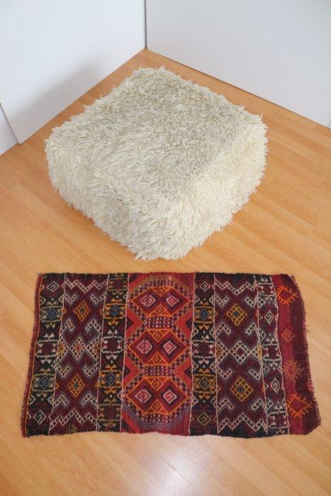 1 kelim + 1 puff cases - Kelim - 60 cm - 60 cm, Huis en Inrichting, Stoffering | Tapijten en Kleden