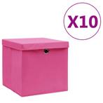 vidaXL Opbergboxen met deksels 10 st 28x28x28 cm roze