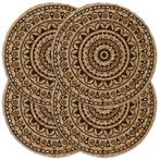 vidaXL Placemats 4 st rond 38 cm jute donkerbruin, Verzenden, Nieuw, Bruin
