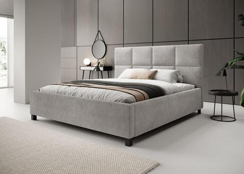 Meubella tweepersoonsbed Soline 180x200 grijs ribstof, Huis en Inrichting, Slaapkamer | Bedden, 180 cm, 200 cm, Tweepersoons, Nieuw