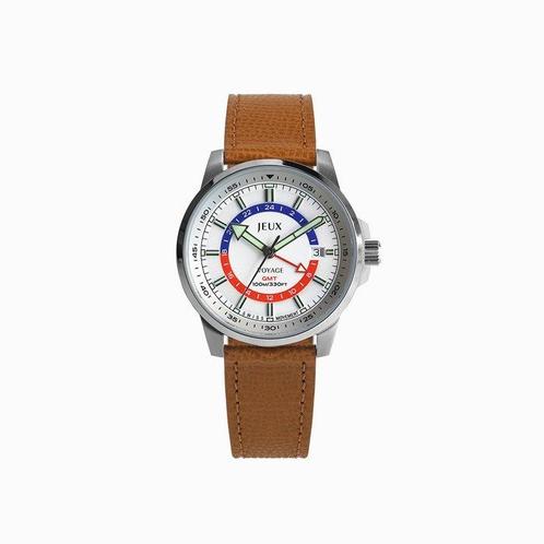 Jeux Horloge - Jeux Horloge Voyage GMT – Blanc Leather, Sieraden, Tassen en Uiterlijk, Horloges | Heren