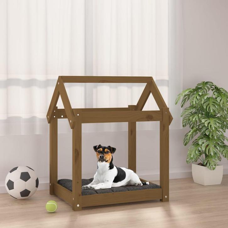 vidaXL Hondenmand 61x50x70 cm massief grenenhout honingbruin, Dieren en Toebehoren, Honden-accessoires, Nieuw, Verzenden