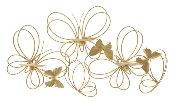 WAND KANDELAAR VLINDERS CM 61X12X34, Huis en Inrichting, Woonaccessoires | Wijnrekken, Ophalen of Verzenden