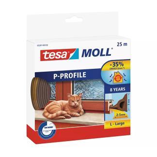Tochtstrip | Tesa | 25 meter (P-profiel, Zelfklevend, Bruin), Doe-het-zelf en Verbouw, Isolatie en Afdichting, Nieuw, Verzenden