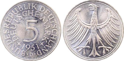 5 Mark Duitsland 5 duitse Mark 1951 D bfr/stgl zilver, Postzegels en Munten, Munten | Europa | Niet-Euromunten, Verzenden
