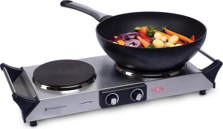 2dekans | KitchenBrothers Elektrische Kookplaat - 2 Pits -, Witgoed en Apparatuur, Kookplaten, Zo goed als nieuw, Ophalen of Verzenden