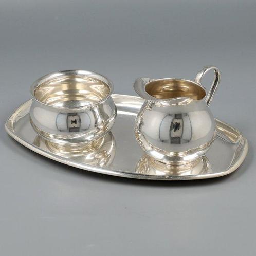 Lutz & Weiss Art-Deco Roomstel met dienblad - Suiker en, Antiek en Kunst, Antiek | Goud en Zilver