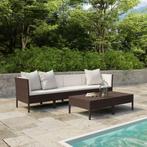 vidaXL 6-delige Loungeset met kussens poly rattan bruin, Verzenden, Nieuw, Rotan, Loungeset