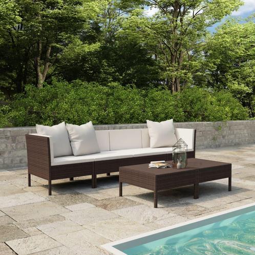 vidaXL 6-delige Loungeset met kussens poly rattan bruin, Tuin en Terras, Tuinsets en Loungesets, Loungeset, Nieuw, Rotan, Verzenden