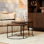 Salontafel Madison Walnut | 70 cm | set van 2, Huis en Inrichting, Tafels | Salontafels, Ophalen of Verzenden, Nieuw