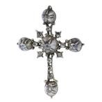 Hanger Goud gevuld, Zilver - Diamant - Kruis, Rococo 1750