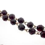 Granaat armband met gouden siersluiting; Antiek/vintage |..., Sieraden, Tassen en Uiterlijk, Armbanden, Gebruikt, Overige kleuren