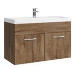 Badkamermeubel Set Paso 01 80 x 40 cm Bruin Eiken Badmeubel, Verzenden, Nieuw, Wastafelkast