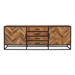 Dressoir Mangohout Gwenn 210 cm, Huis en Inrichting, Kasten | Dressoirs, Verzenden, Nieuw, 200 cm of meer, Industriële meubels