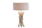 Design drijfhout tafellamp WILD NATURE 62cm zand met linnen, Huis en Inrichting, Lampen | Tafellampen, Ophalen of Verzenden, Nieuw