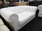 Chesterfield Maarssen !!  Wit Leren 2 zits Chesterfield Bank, Huis en Inrichting, Chesterfield, Rechte bank, Leer, Zo goed als nieuw