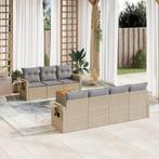 vidaXL 8-delige Loungeset met kussens poly rattan beige, Tuin en Terras, Verzenden, Nieuw, Rotan, Loungeset