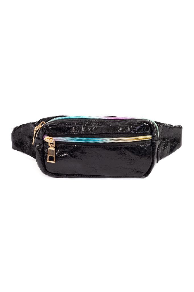 Klein Hoogglans Lak Heuptasje Zwart Rechthoek Fanny Pack Twe, Sieraden, Tassen en Uiterlijk, Tassen | Damestassen, Overige typen