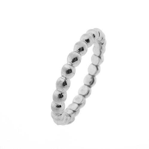 18 Krt. Witgouden aanschuif ring met bolletjes, Sieraden, Tassen en Uiterlijk, Ringen, Dame, Overige kleuren, Kleiner dan 17, Gebruikt