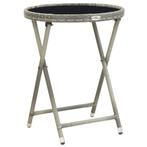 vidaXL Theetafel 60 cm poly rattan en gehard glas grijs, Verzenden, Nieuw