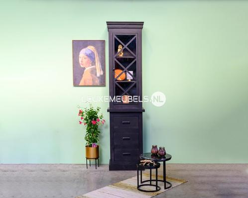 Buffetkast ‘Emma’ Zwart, 55 x 220 cm, Huis en Inrichting, Kasten | Vitrinekasten, 25 tot 50 cm, Met lade(s), Met deur(en), Met plank(en)