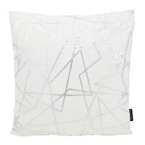 Azra Silver / White | 45 x 45 cm | Kussenhoes | Katoen, Huis en Inrichting, Woonaccessoires | Kussens, Verzenden