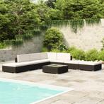 vidaXL 8-delige Loungeset met kussens poly rattan zwart, Nieuw, 8 zitplaatsen, Loungeset, Verzenden