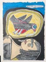 Corneille (1922-2010) - Femme et Oiseau, Antiek en Kunst