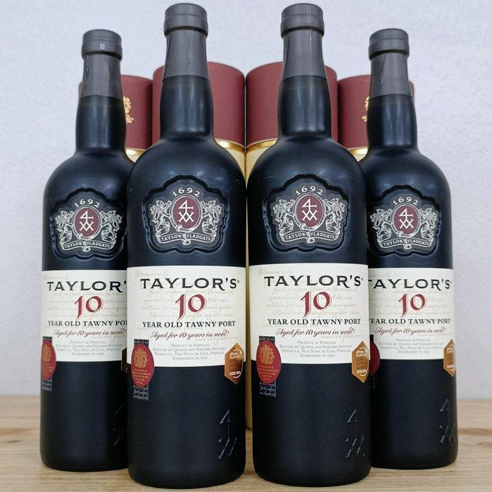Taylors - 10 years old Tawny - Porto - 4 Flessen (0.75, Verzamelen, Wijnen