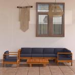 vidaXL 7-delige Loungeset met donkergrijze kussens, Tuin en Terras, Tuinsets en Loungesets, Verzenden, Nieuw, Hardhout, Loungeset