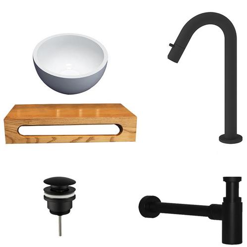 Sani Royal Solid Surface Waskom met Massief Wood, Tuin en Terras, Waterpartijen en Fonteinen