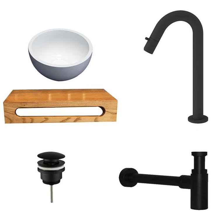 Sani Royal Solid Surface Waskom met Massief Wood, Tuin en Terras, Waterpartijen en Fonteinen