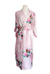 KIMU® lange kimono lichtroze M-L maxi satijnen kamerjas roze