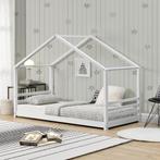 Kinderbed met bedbodem grenen huisbed 90x200 cm wit, Kinderen en Baby's, Kinderkamer | Bedden, Verzenden, Nieuw