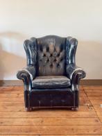 Fauteuil - Leder - Chesterfield oorfauteuil, Antiek en Kunst