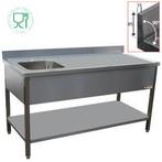 Spoeltafel met spoelbak links | 2 Formaten | RVS, Zakelijke goederen, Horeca | Meubilair en Inrichting, Verzenden, Nieuw in verpakking