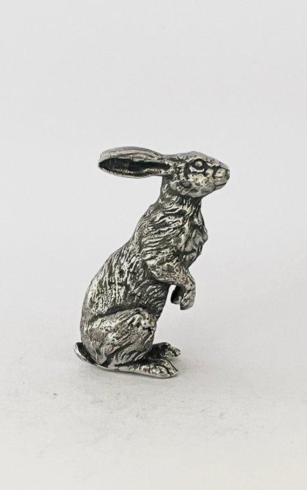 Miniatuur figuur - Massief zilveren Haas miniatuur - .925, Antiek en Kunst, Antiek | Goud en Zilver