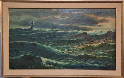 Giuseppe Caselli (1893-1976), Attrib. - Notturno con faro, Antiek en Kunst, Kunst | Schilderijen | Klassiek