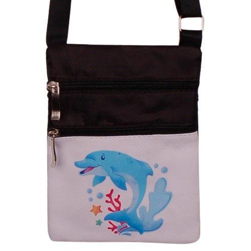 Schoudertasje - Dolfijn Geanimeerd Splash - Koraal & Zeester, Sieraden, Tassen en Uiterlijk, Tassen | Schoudertassen, Zwart, Nieuw