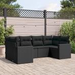 vidaXL 6-delige Loungeset met kussens poly rattan zwart, Tuin en Terras, 6 zitplaatsen, Nieuw, Loungeset, Verzenden