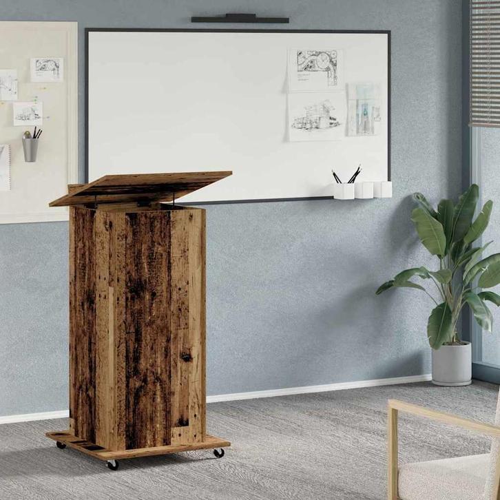 vidaXL Podium met lade met plank Oudhout 55 x 55 x 107 cm, Huis en Inrichting, Bureaus, Nieuw, Verzenden