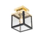 Industriële buiten plafondlamp zwart met goud - Rotterdam, Tuin en Terras, Nieuw, Overige materialen, 50 tot 250 watt