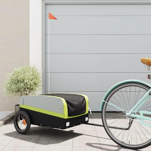 vidaXL Fietstrailer 30 kg ijzer zwart en groen, Fietsen en Brommers, Fietsaccessoires | Aanhangers en Karren, Nieuw, Verzenden