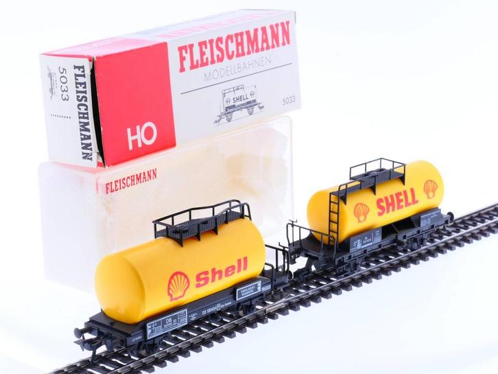 Schaal H0 Fleischmann 1475SH 5033 DB Ketelwagens Shell #2281, Hobby en Vrije tijd, Modeltreinen | H0, Gelijkstroom, Analoog, Zo goed als nieuw