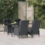 vidaXL 5-delige Tuinset poly rattan donkergrijs, 4 zitplaatsen, Nieuw, Tuinset, Verzenden