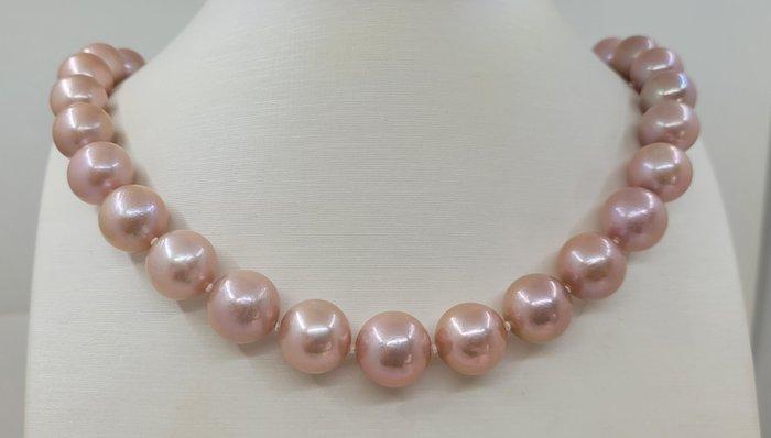 Halsketting - 14 karaat Witgoud - 12x14mm Edison parels, Sieraden, Tassen en Uiterlijk, Kettingen