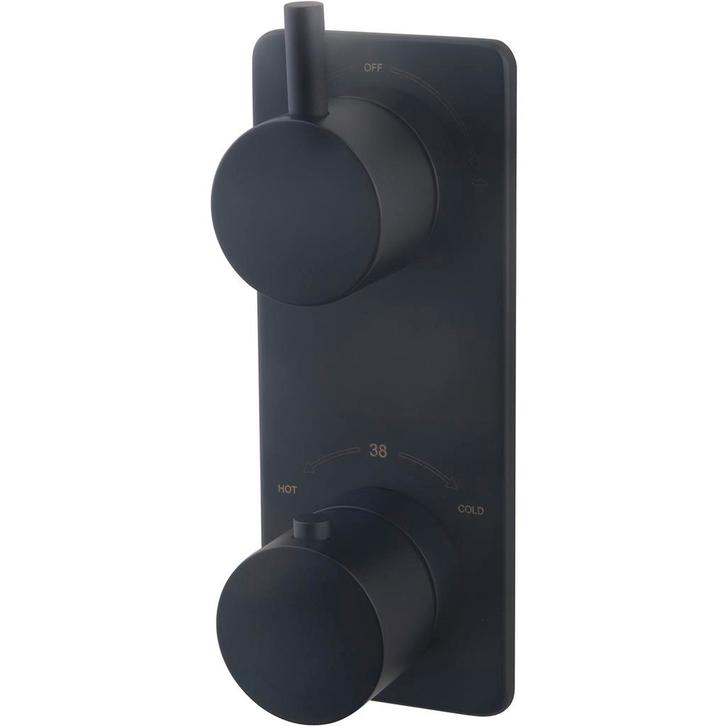 Wiesbaden Caral Inbouwthermostaat - 2-weg - Rond - Mat Zwart, Doe-het-zelf en Verbouw, Sanitair, Nieuw, Ophalen of Verzenden