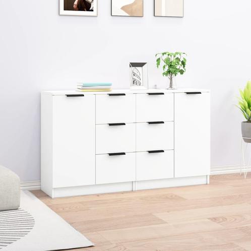 vidaXL Dressoirs 2 st 60x30x70 cm bewerkt hout wit, Huis en Inrichting, Kasten | Dressoirs, 25 tot 50 cm, Nieuw, 50 tot 100 cm